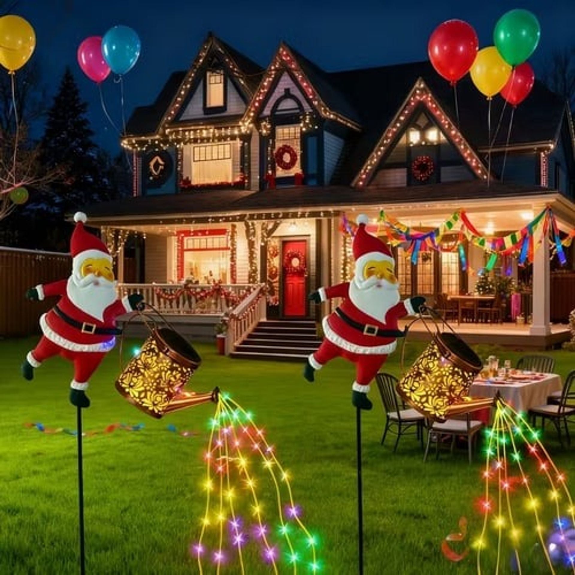 🎅✨ Christmas Claus Solar Kettle Lights – Festive Glow Indoors & Out