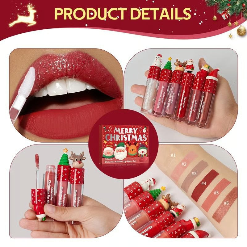 💄✨ Christmas Lip Gloss Set – 6 Colors